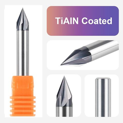 SpeTool 30 Degree V Groove Router Bit with Tiain Coated1/4 Inch Shank, 4-Flute Carbide Chamfer End Mill Carbide V Bit for CNC Engraving and Chamfering Lettering in Saudi Arabia