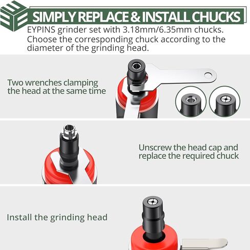 مطحنة زاوية الهواء من EYPINS، مطحنة زاوية هوائية بزاوية 1/4 بوصة 90 درجة شديدة التحمل 20000 دورة في الدقيقة أداة تلميع صنفرة هوائية لطحن الكونتور والتلميع والطحن in Kuwait