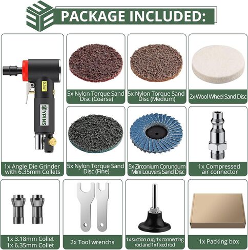 مطحنة زاوية الهواء من EYPINS، مطحنة زاوية هوائية بزاوية 1/4 بوصة 90 درجة شديدة التحمل 20000 دورة في الدقيقة أداة تلميع صنفرة هوائية لطحن الكونتور والتلميع والطحن in Kuwait