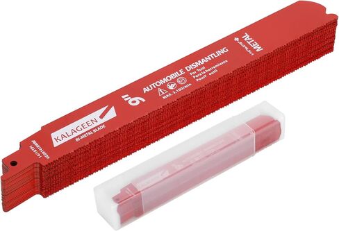 25 حزمة 9 بوصة 14/18 TPI ثنائية المعدن الترددية شفرة المنشار كربيد سبائك الصلب لقطع الخشب الصلب المعدني، غير لاصقة مغلفة لتقليل الحرارة والاحتكاك للمعادن المتوسطة 1/16-5/16 in Kuwait