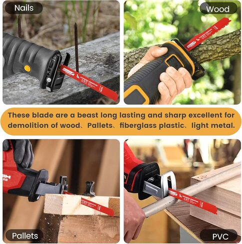 25 حزمة 9 بوصة 14/18 TPI ثنائية المعدن الترددية شفرة المنشار كربيد سبائك الصلب لقطع الخشب الصلب المعدني، غير لاصقة مغلفة لتقليل الحرارة والاحتكاك للمعادن المتوسطة 1/16-5/16 in Kuwait