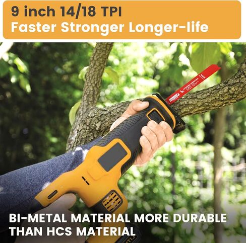 25 Pack 9 Inch 14/18 TPI Bi-Metal Reciprocating Saw Blade Carbide Alloy Steel for Metal Steel Wood Cutting, Non-Stick Coated for Less Heat and Friction for 1/16-5/16 Medium Metals in Saudi Arabia