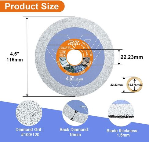 Diamond Glass Cutting Disc - 3Pcs 4.5 Inch/115mm Diamond Saw Blade for Glass Jade Crystal Wine Bottle Ceramic Tile Marble in Saudi Arabia
