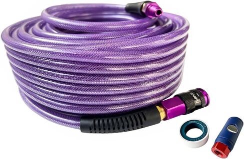 SANFU Polyurethane(PU) Air Hose 1/4-Inch x 100ft Reinforced, lightweight, Flexible, 300PSI With 1/4" Swivel Aluminum Universal 3IN1 Coupler and Plug, 1PCS Safery Coupler, Bend Restrictor in Saudi Arabia