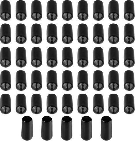 50pcs Black Rubber End Caps Safety Bolt Caps, Screw End Covers Protector Caps, Vinyl Flexible Caps Covers for Bolts Screws, Black Round Thread Protectors Safety Tube Caps in Saudi Arabia