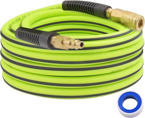 خرطوم ضاغط الهواء 1/4 بوصة × 25 قدم خرطوم هجين مع تركيبات، مرن ومقاوم للالتواء، 1/4 بوصة قارنة توصيل سريعة من النحاس الصناعي ومجموعة خرطوم ضاغط الهواء الهجين in Kuwait