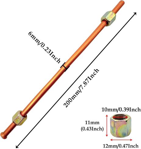 قطعة واحدة من أنبوب عادم ضاغط الهواء الألومنيوم 200 مم، قطر الأنبوب 6 مم أنبوب عادم ضاغط الهواء استبدال قطع غيار مضخة الزيت (نهاية واحدة، فم متوهج من طرف واحد) in Kuwait