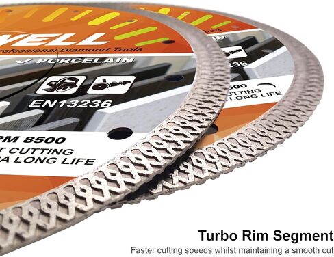 FEWELL 7 inch Tile Diamond Blade,Porcelain Saw Blade (1 Pack) | Super Thin X Teeth Diamond Blade Dry/Wet Cutting Porcelain, Tile and Ceramic in Saudi Arabia