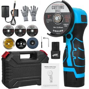 Cordless Brush Angle Grinder Kit, Weytoll 7000RPM Cordless Angle Grinder, Mini Angle Grinder with 2Pcs 16.8V 2000mAh Battery and Cutting Blade for Cutting Polished Brick Wood Stone Steel