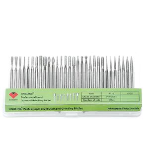 JINGLING Diamond Bit Kit Stone Carving Tools Rotary Tool Bits with 1/8" Shank for Dremel Accessories Pack of 30Pcs