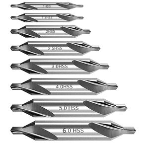 8 PCS Center Drill Bits Set, Countersink Tools for Lathe Metalworking 60 Degree Angle HSS Center Drill Bits for Alloy Steel, Cast Iron, Other Hard Metals (1.0/1.5/2.0/2.5/3.0/4.0/5.0/6.0)