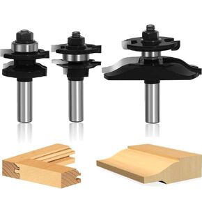 LEATBUY 3 PCS Molding Router Bit Set 1/2-Inch Shank, Corner Rounding Edge-Forming Roundover Beading Router Bit Sets , Woodworking Milling Tools, Carbide CNC Router Cutter (YJ03)