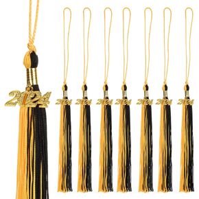 12 Pieces Graduation Tassel with 2024 Charm for Graduation Cap, Charm Graduation Tassel Decorations for Graduation Ceremony Graduation Party Supplies Accessories(Black, 2024) in Kuwait