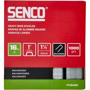 SENCO P15BABR 1-1/4" 16 Gauge 1" Crown Heavy Wire Staples, Galvanized Finish 1,000 Count Pack