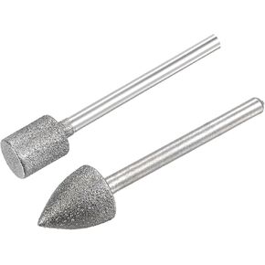 uxcell Diamond Grinding Bit Set 8mm 10mm Dia Head Mix Shape 3mm Shank for Carving, Engraving, Polishing