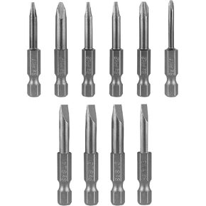 Giantree 10 Pcs Craftsman Screwdriver Set, Long Bit Set, Long Slotted Head, and Cross Phillips Screwdriver Bit Sets with Slotted Hex Phillips for Power Screwdriver Drill Impact Driver (5cm/2inch)
