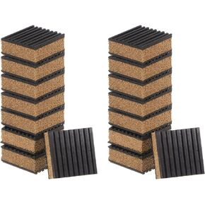 uxcell 16pcs Ribbed Anti-Vibration Isolation Rubber Pads 2" Length x 7/8" Thick, Square Anti Vibration Pads with Cork Center Layer for HVAC Air Compressor Washer