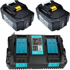 2pcs 18V 5000mAh BL1850B Battery and Charger DC18RD Lithium-ion Replace for Makita 14.4V-18V Charger BL1830 BL1850 BL1840 BL1860