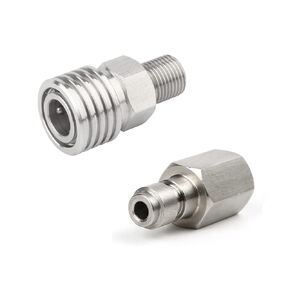 Universal 1/8 inch NPT to 8MM Quick-Disconnect Adapter Stainless Steel Paintball HPA CO2 Convertor Air Tool Fittings (1/8 NPT MF - 8mm FM)