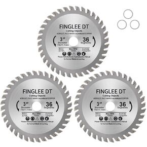 3 Inch TCT Circular Saw Blade 36 Teeth for Wood, Plastic, PCV, Acrylic, Plywood, 7/16'' Arbor, Supplied with 3/8" Bushing