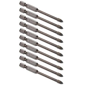 10pcs Titanium Masonry Drill Bit - [7mm x 78mm] Triangle Drill Bit with Hex Shank for Mirror and Ceramic Tile Use, Cross Arrow Design