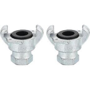 uxcell 2Pcs G1/4" Air Hose Fitting, Zinc Plated Malleable Iron 2 Lug Female NPT Straight Through Chicago Fitting for Pipe Connections, Silver Tone