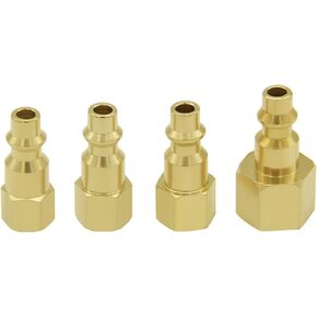 Joywayus 4PCS Air Plug to Female SAE Flare Fittings Kit, 3/16" Flare+1/4" Flare+5/16" Flare+3/8" Flare SAE 45° Female Industrial Brass Air Hose Quick Connect Air Fittings