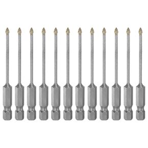 12pcs Concrete Masonry Drill Bits 3mm (1/8") Tungsten Carbide Tip Triangle Drill Bit for Ceramic Tile Brick Glass Plastic Wood, Silver