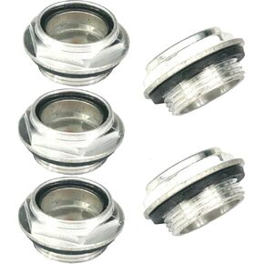16mm x 1.5mm Male Threaded Metal Air Compressor fittings Oil Liquid Level Clear Sight Glass, Pack of 5