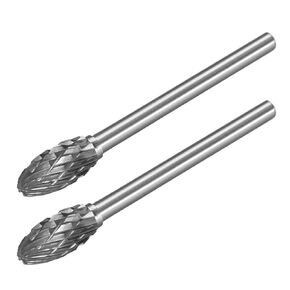 uxcell Tungsten Carbide Rotary Files 1/8" Shank, Double Cut Flame Shape Rotary Burrs Tool 6mm Dia, for Die Grinder Drill Bit Wood Soft Metal Carving Polishing Model Engineering, 2pcs
