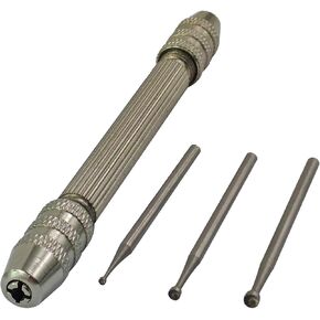 Luo ke 3 Pcs Round Cup Burr, 3/32'' Shank Wire Rounder Burs with Hand Drill Wire Twisting Tools (Cup Burr Size: 1.2mm/1.8mm/2.3mm)