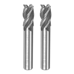 uxcell 2pcs 14x12x26x83mm Helical Groove 4 Flutes HSS-AL Straight Shank Spiral End Mill Milling Cutter