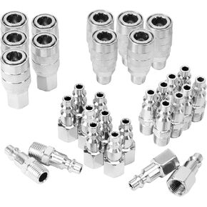 30 Pieces 1/4" NPT Air Coupler and Plug Kit, Air Hose Fittings Set Quick Connect Air Fittings, Air Compressor Accessories Fittings, Industrial Solid Quick Connect