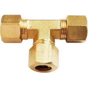 2 PCS – 1/4" (6 MM) Brass Compression Fitting Tee Union