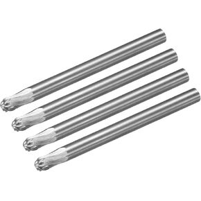 uxcell Tungsten Carbide Rotary Files 1/8" Shank, Double Cut Ball Shape Rotary Burrs Tool 3mm Dia, for Die Grinder Drill Bit Wood Soft Metal Carving Polishing Model Engineering, 4pcs