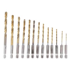 13Pcs Cobalt Drill Bits Set, Hex Shank High Speed Steel for Hardened Metal, Cast Iron, Wood, Plastic, and Aluminum Alloy, Quick Change (1.5-6.5mm)