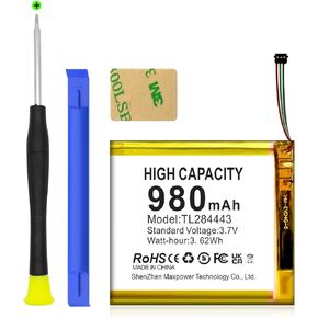 TL284443 Battery, 980mAh Ultra High Capacity Li-Polymer Battery Replacement Compatible with Nest Learning Thermostat 2nd 3rd Generation, T3007ES, T3008US, T4000ES, A0013 with Repair Tools