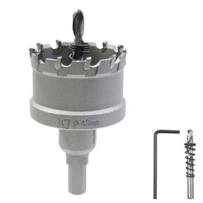 Carbide Hole Saw Multiple-Tooth Drill Bits Cutting Tool for Stainless Steel Alloy with Hex Wrench 1-15/16"/49mm Cutting Diameter