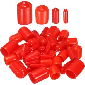DMiotech 40 Pack 1/8" 1/4" 3/8" 1/2" ID Red Screw Thread Protectors Rubber End Caps Bolt Covers for Screw Bolt Furniture Pipe