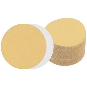 50pcs No Hole Sanding Discs- [ 3 Inch 40 Grit ] Round Hook and Loop Grip Sanding Pads Sandpaper for Automotive Woodworking Metal Polishing Use| Gold, Aluminum Oxide