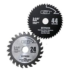 MTP 2 Pcs 3-3/8 Inch Circular Saw Blade for Craftsman Bolt-On / Worx WX523L Rockwell VersaCut RK3440K Nextec CraftsmanTrim Saw Carbide HSS 009-34979