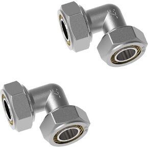 2Pcs 3/4" Equal Elbow Fittings for 3/4 Inch Tubing Compatible with Compressed Air Piping System, Compressor Accessories Kit with Brass Ball Valve Elbow Tee for Shop Air Line System