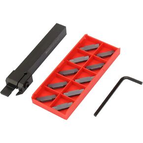 Lathe Parting Tool, 10Pcs MGMN300 Insert MGEHR1212-3 Lathe Cut Off Grooving Parting Tool Holder with 10pcs Inserts