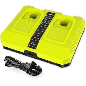 18V Charger for Ryobi 18V Batteries, P117 2 Slots Charger Compatible for Ryobi 12V-18V One+ Batteries P102 P108 P100 P103 P105 P107 P189 P197 P190 PBP005