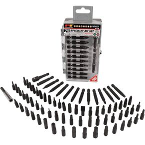 Performance Tool W9051 75-Piece Specialty Bit Driver Set with Impact Grade S2 Steel and Tamper Resistant Fastener Styles in a Flip Case