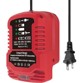 M18 18V Lithium Ion Battery Charger for Milwaukee 18V 48-59-1812 48-11-2420 48-11-1815 48-11-1840 48-11-1841 48-11-1850 Li-ion Battery Portable Compact Mini Charger(NOT for M12/M14 Battery)