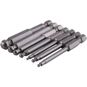 7Pcs 1/4'' Hex Shank Steel 65mm Magnetic Ball End Screwdriver Bits Set 2/2.5/3/4/5/6/8mm