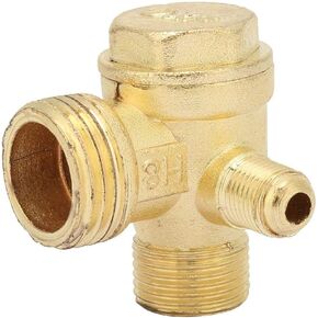 Air Compressor Check Valve, 3-Port Brass Valve Pneumatic Accessory, for Central Pneumatic Air Compressor