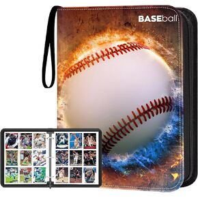 HESTECH Baseball Card Binder with Sleeves 900 Pockets 3 Ring Trading Playing Collection Card Holder Photo Albums Storage Large Organizer Big Case with 50 Pages Removable Sleeves for Sports Game Cards
