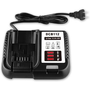 DCB112 Battery Charger Replacement for DeWalt 20 Volt MAX Lithium Battery Charger Compatible with 12V 20V Max Li-ion Battery DCB100 DCB121 DCB123 DCB203 DCB204 DCB120 DCB124.